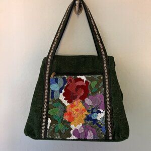 America & Beyond Triple Entry Embellished Shoulder Bag.  Color: Jade